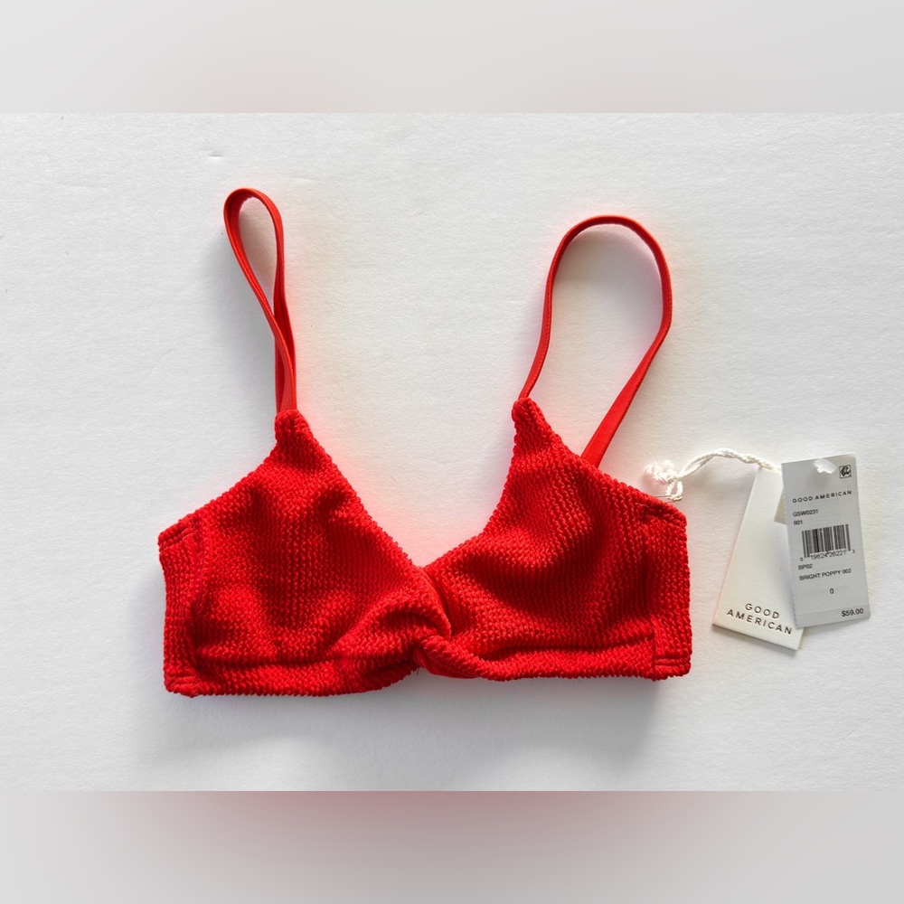 Good American Always Fits Twist Bikini Top, Bright Poppy, New With Tags - Picture 4 of 9